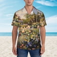 thumbnail image 4 of Daiia American Flag Rose Garden Hawaiian Shirt for Men Gentle Cotton Regular Short Sleeve Casual-Small, 4 of 9