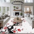thumbnail image 3 of Large Area Rugs for Living Room Bedroom, Red Spring Floral 5'x8' Rug Washable Carpet Runner Indoor Outdoor, Birds Branches Watercolor Flowers Non Slip Floor Mats Rug for Kitchen, Bathroom, 3 of 8
