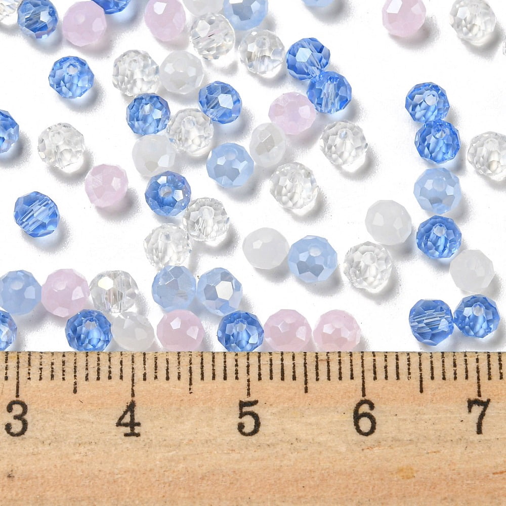 Glass Beads Faceted Rondelle Royal Blue 4x3mm Hole: 0.4mm about 6800pcs/500g