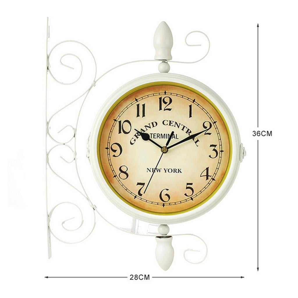 Vintage Double Sided Wall Clock Silent Railway Station Wall Clock Art Clock Vintage Double Sided Wall Clock Silent Railway Station Wall Clock Art Clock