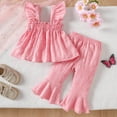thumbnail image 4 of MEZZALL Toddler Girls Sleeveless Solid Color Tops Ruffles Vest Pants Outfits Trendy Baby Wear 6-9M, 4 of 6