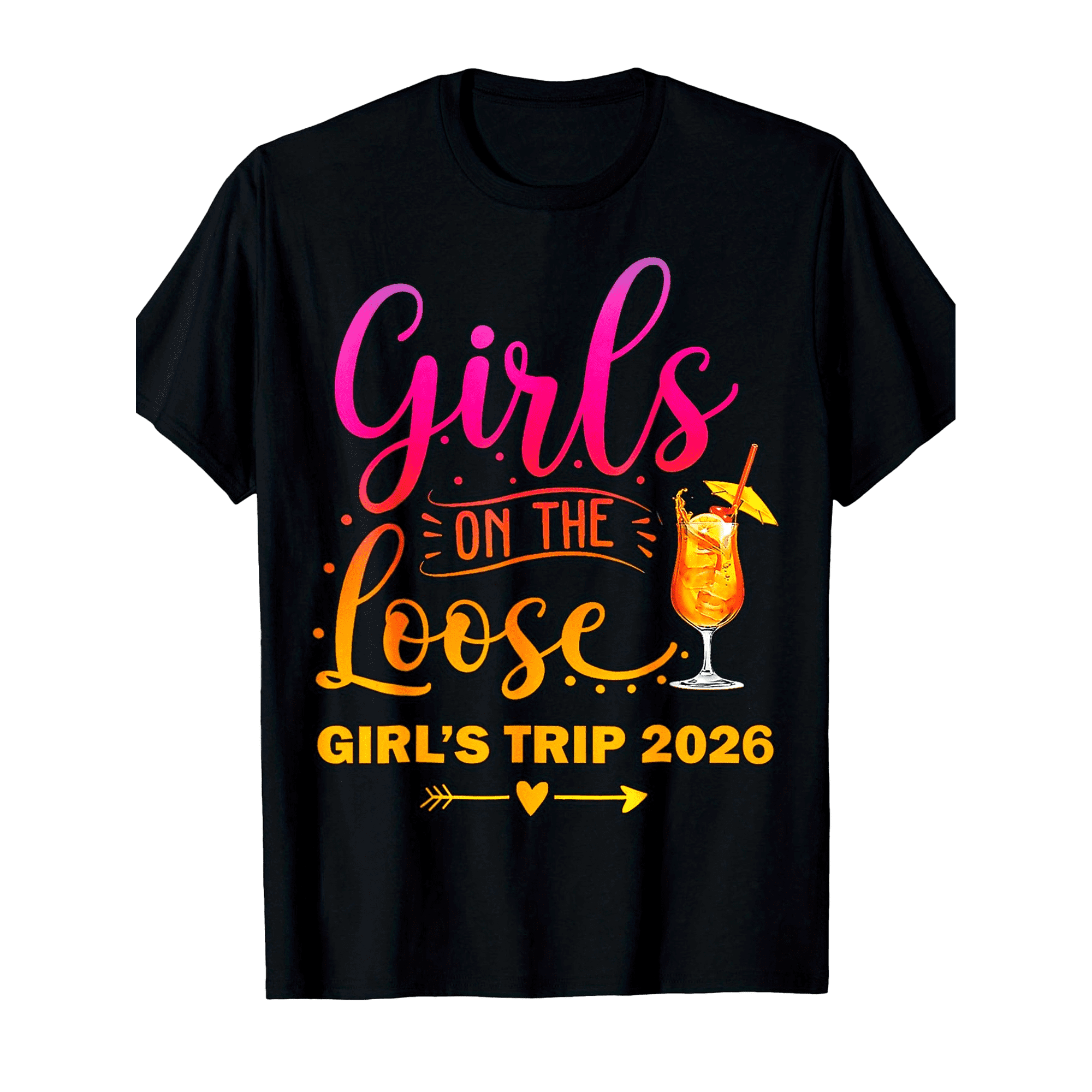 Women’s and Girls’ “Girls On The Loose 2026” Retro Tie-Dye Graphic T-Shirt, BFF Squad Vacation Getaways Outfits, Vintage Short Sleeve Funny Loose Fit Casual Apparel