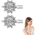 thumbnail image 1 of 2 pinzas para el pelo SSuperp con flores y diamantes de imitación plateadas, 1 of 5