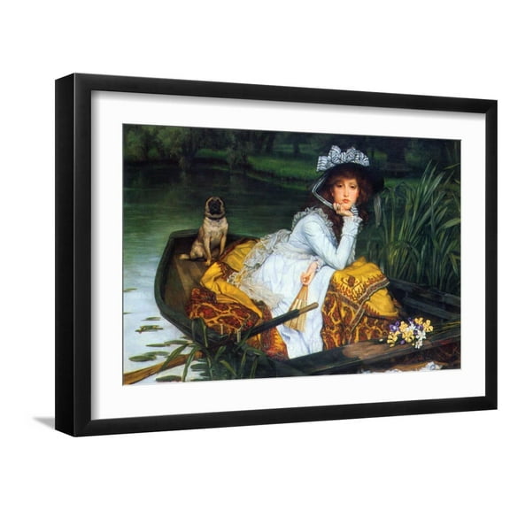 Art.com A Young Woman in a Boat Art Print by James Tissot, Black Frame Wall Art, 23" x 17"