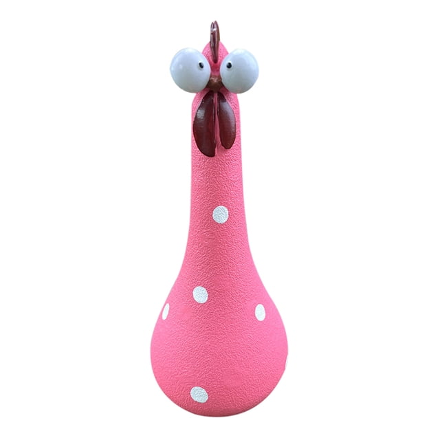 Estatua Estatua de pollito de ojo grande de color de resina adorno de jardín de arte de pollo de cuello largo (rosa) Ndcxsfigh libre de BPA