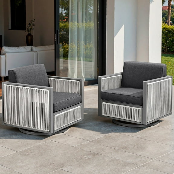 Bellefurn Outdoor Wicker Rocking Chair Patio Swivel Chairs Set of 2,Patio Swivel Rocker Rattan Furniture Sets for Outdoor Porch Deck Garden Backyard