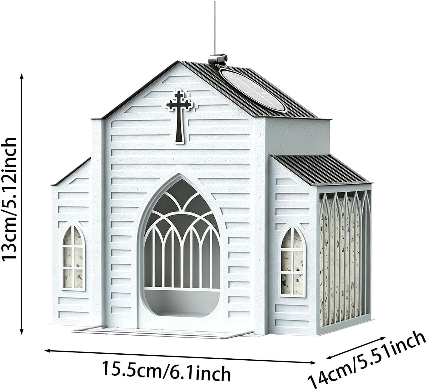 Solar Bird Feeders for Outdoors Hanging Church Shaped Metal Birdfeeder with Solar Light Wild Bird Feeders for Garden Home Decor