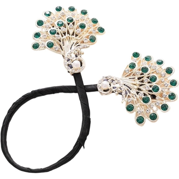 Vjnyvs Green Peacock Hair Curler Pearl Rhinestone Clip French Twist Bun Maker Accessory