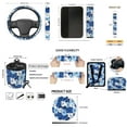 thumbnail image 7 of Yuyamidu 15 Pieces Blue Hibiscus Car Seat Cover Set with Steering Wheel Cover Air Vent Storage Pocket Seatbelt Shoulder Pads Trash Bin Rearview Mirror Cover Coasters Keychain Wristlet, 7 of 7