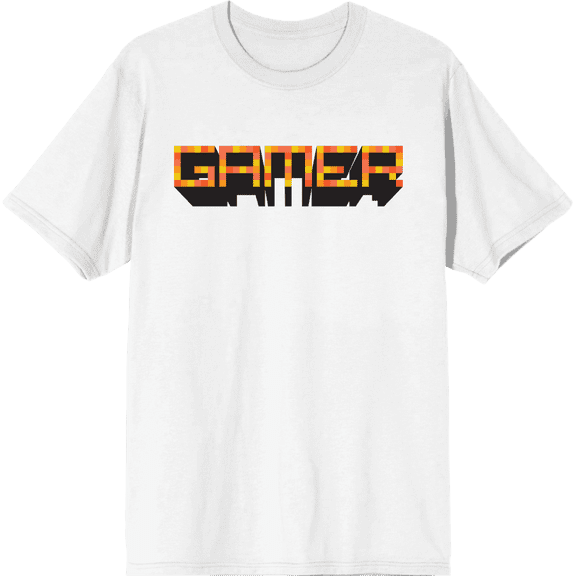 Gamer Adult White Crew Neck Short Sleeve Tee-Medium