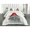 thumbnail image 3 of Ambesonne Gnome Quilted Bedspread Set 2 Pcs, Finnish Creature Folklore, Twin Size, Ruby Pale Grey, 3 of 5