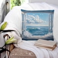 thumbnail image 4 of Coastal Throw Pillow Covers, Soft Pillowcases with Invisible Zipper, Window Nautical Beach Blue Seaside Decorative Square Pillow Cushion Covers for Living Room Couch Sofa Bed 18x18 Inches, 4 of 8