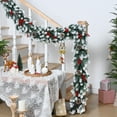 thumbnail image 5 of Lyacmy 9FT Christmas Garland for Mantel with Pine Cones Red Berries, Artificial Norfolk Pine Garlands for Indoor Outdoor Christmas Decorations, White Green, 5 of 8