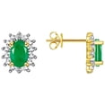 thumbnail image 2 of RYLOS Women's Yellow Gold Plated Silver Birthstone Set: Ring, Earring & Pendant Necklace. Gemstone & Diamonds, 6X4MM 6X4MM Emerald May Birthstone. Perfectly Matching Friendship Jewelry Size 10, 2 of 9