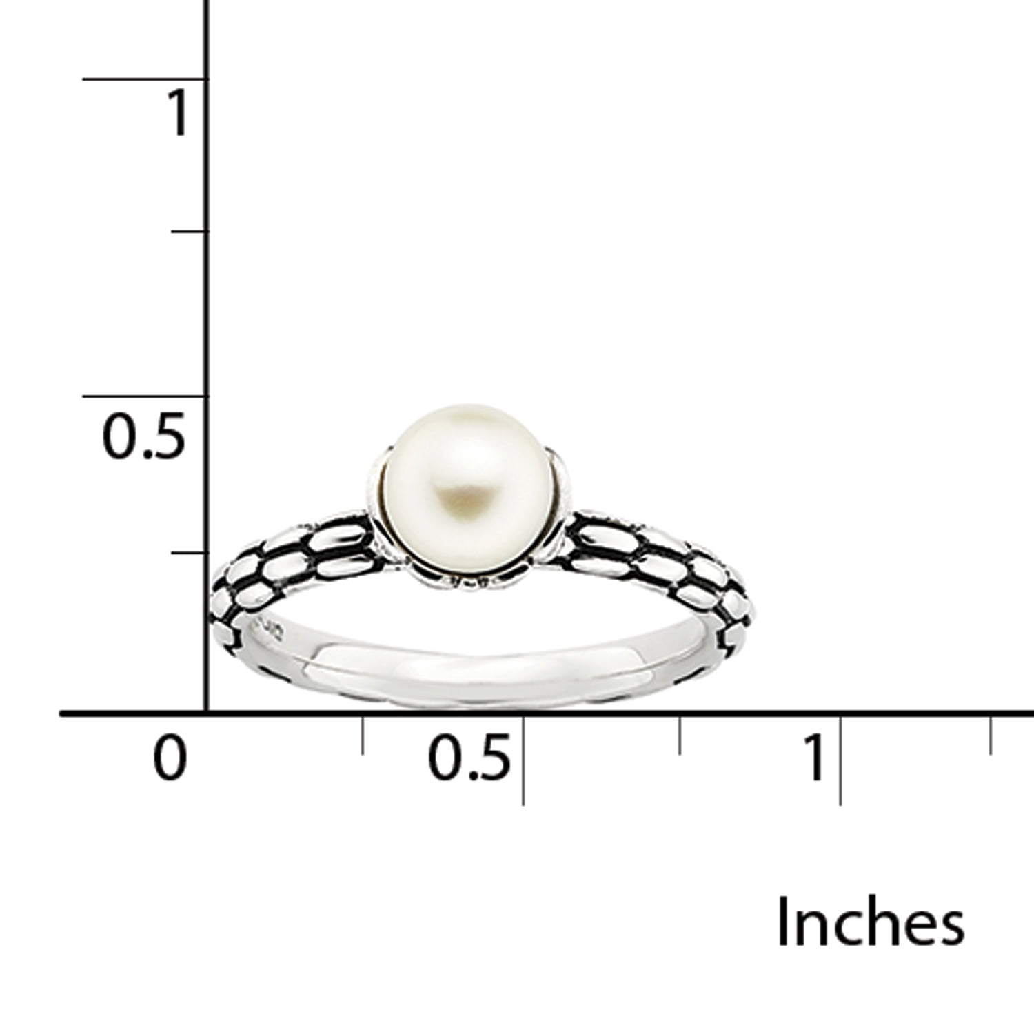 Stackable Expressions Sterling Silver Patterned White Freshwater Cultured Pearl Ring