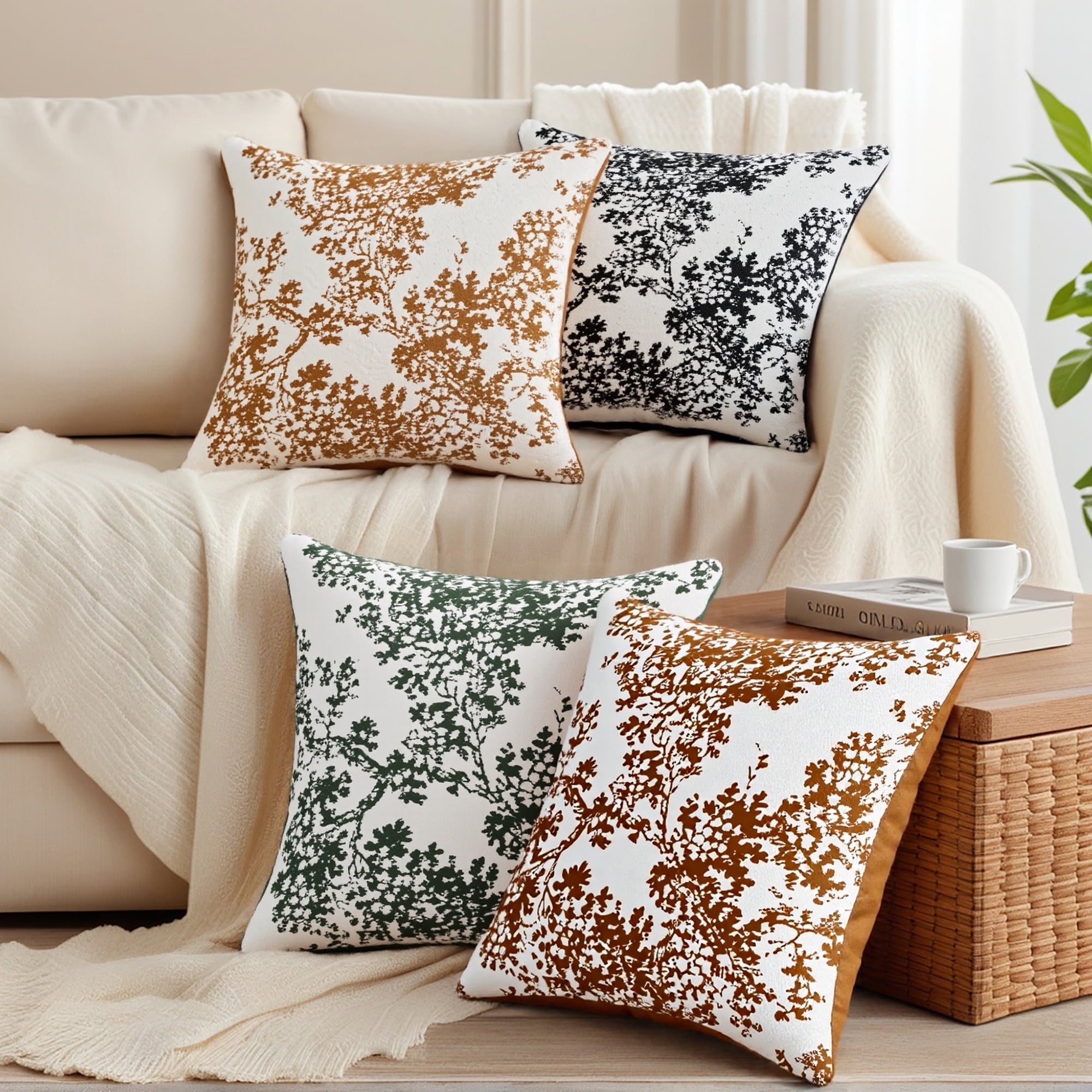 Unique Bargains Set of 2 Chenille Pillow Cushion Covers and Bedroom Green