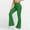 Green, variant on Women's Solid Color High Stretch Flare Yoga Pants Butt Lifting Elastic Waist Workout Long Pants Light Blue M