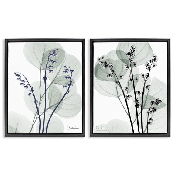 Stupell Industries Future Dusk Opaque Herbs Floral Painting Black Floater Framed Canvas Art Print Wall Art, 17 x 21, Set of 2
