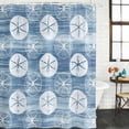 thumbnail image 3 of 54x78 Inch Shower Curtain Decorative Summer Marine Life Bathtub Bath Curtains Fabric Waterproof Bathroom Decor, Nautical Coastal Sand Dollars Retro Blue Small Stall Shower Curtain Set with 12 Hooks, 3 of 6