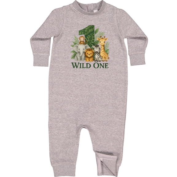 Inktastic Wild One 1st Birthday Safari Animals Baby Fleece Romper