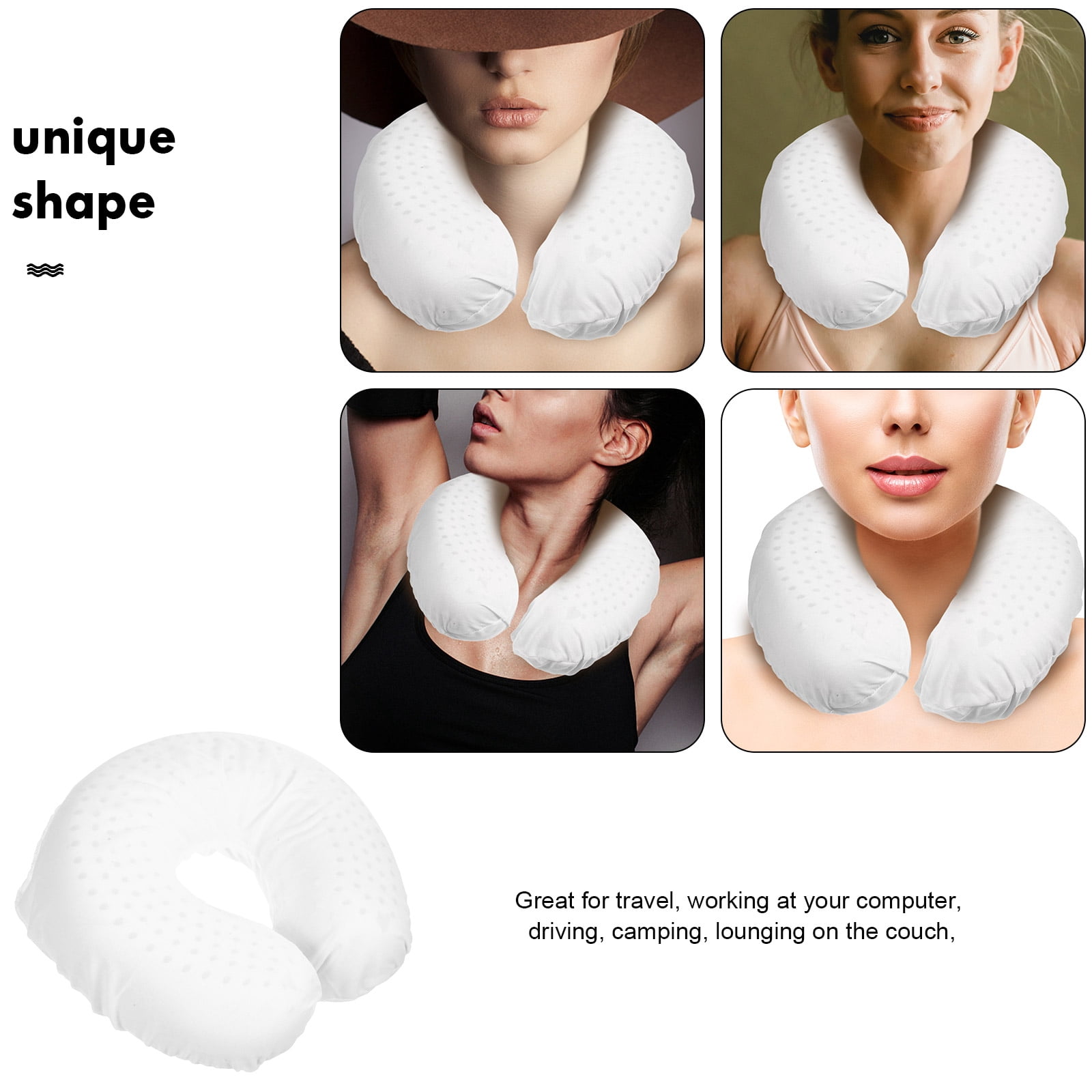 UNOMOR U Shaped Pillow Cervical Spine Neck Pillow White 1Pack 11.4X11.4X3.9In Natural Latex