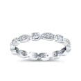 thumbnail image 2 of Simulated Cubic Zirconia Size-9 Full Eternity Stackable Ring Wedding Band 925 Sterling Silver, 2 of 7