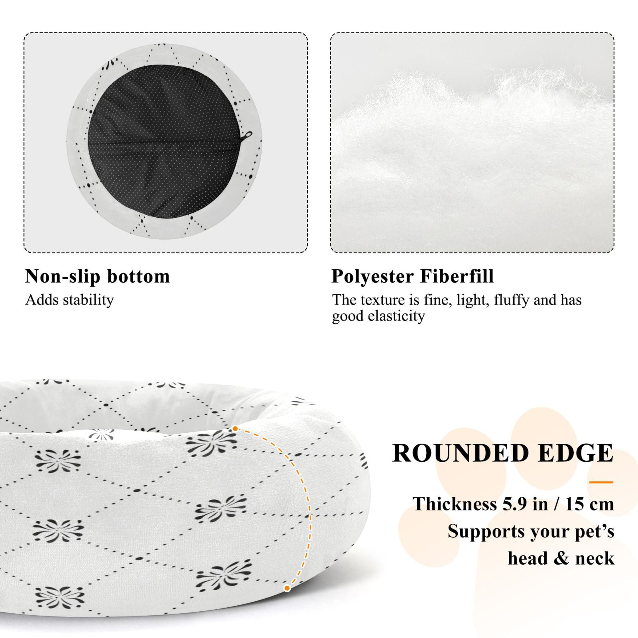 Iauyy Pet Couch Donut Cat Bed for Indoor Cats/Small Dogs Washable & Machine with Non-slip Bottom Calming Cat Furniture, Graceful Flowers (M)