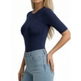 thumbnail image 2 of MOYIKO Half Sleeve T Shirts for Women Summer Trendy Crewneck Tops Spring Casual Slim Fitted Basic Tees, 2 of 7