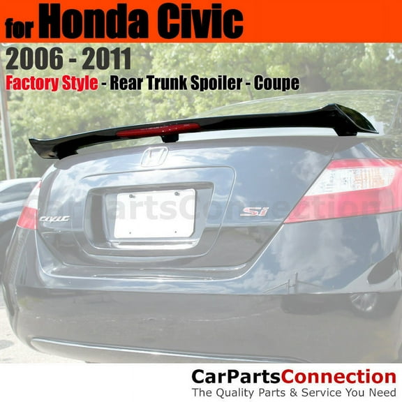 Trunk Spoiler Compatible With 2006 2007 2008 2009 2010 2011 Honda Civic Coupe Factory Style Painted Color NH731P Crystal Black Pearl