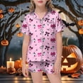 thumbnail image 2 of FYDUU Girls Pajamas Children's Halloween Pajama Set 2 Piece Short Sleeve Button Down Shirt and Shorts Soft Sleepwear Outfit 8-9 Years, 2 of 4