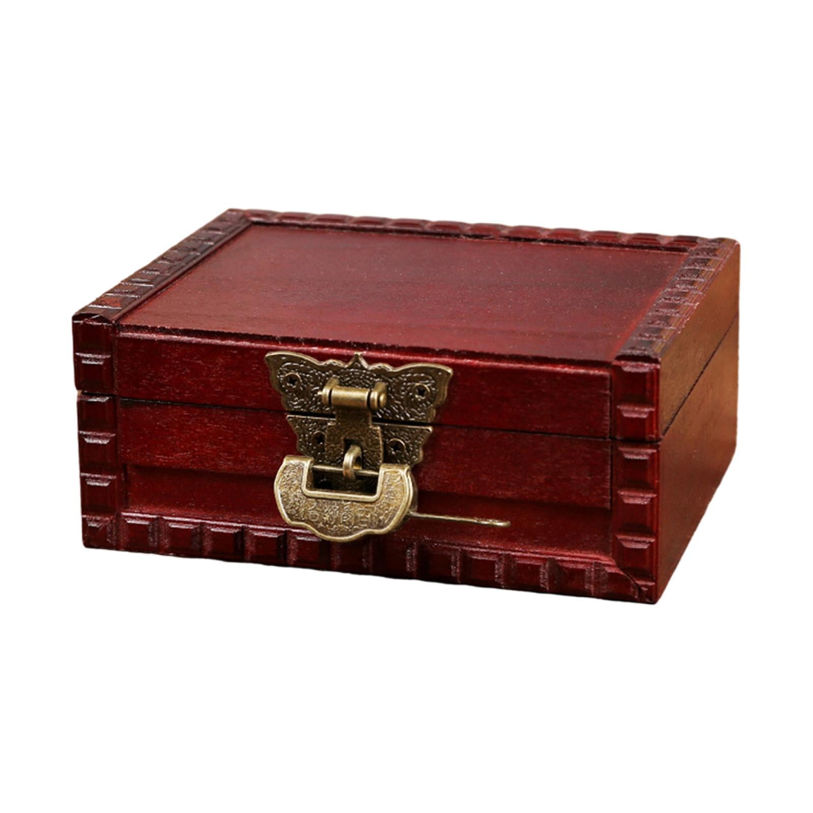 Vintage wood Keepsake Box Jewelry Gift Storage Box Desktop Trinket