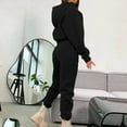 thumbnail image 5 of Usmixi Tracksuits Set for Women Womens Cropped Coat Lounge Sets Open Front Hooded Sweatshirt and Elastic Waist Jogger Sweatsuits Set Casual Solid Hoodies 2 Piece Outfits Holiday, 5 of 6