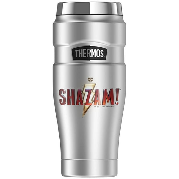 Shazam Movie Lightning Logo, THERMOS STAINLESS KING Stainless Steel Travel Tumbler, Vacuum insulated & Double Wall, 16oz