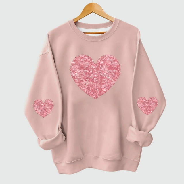 hengsof Children'S Love Pattern Sweatshirt, Warm Long-Sleeved Top, Cute Printed Sweatshirt, Casual Loose Top