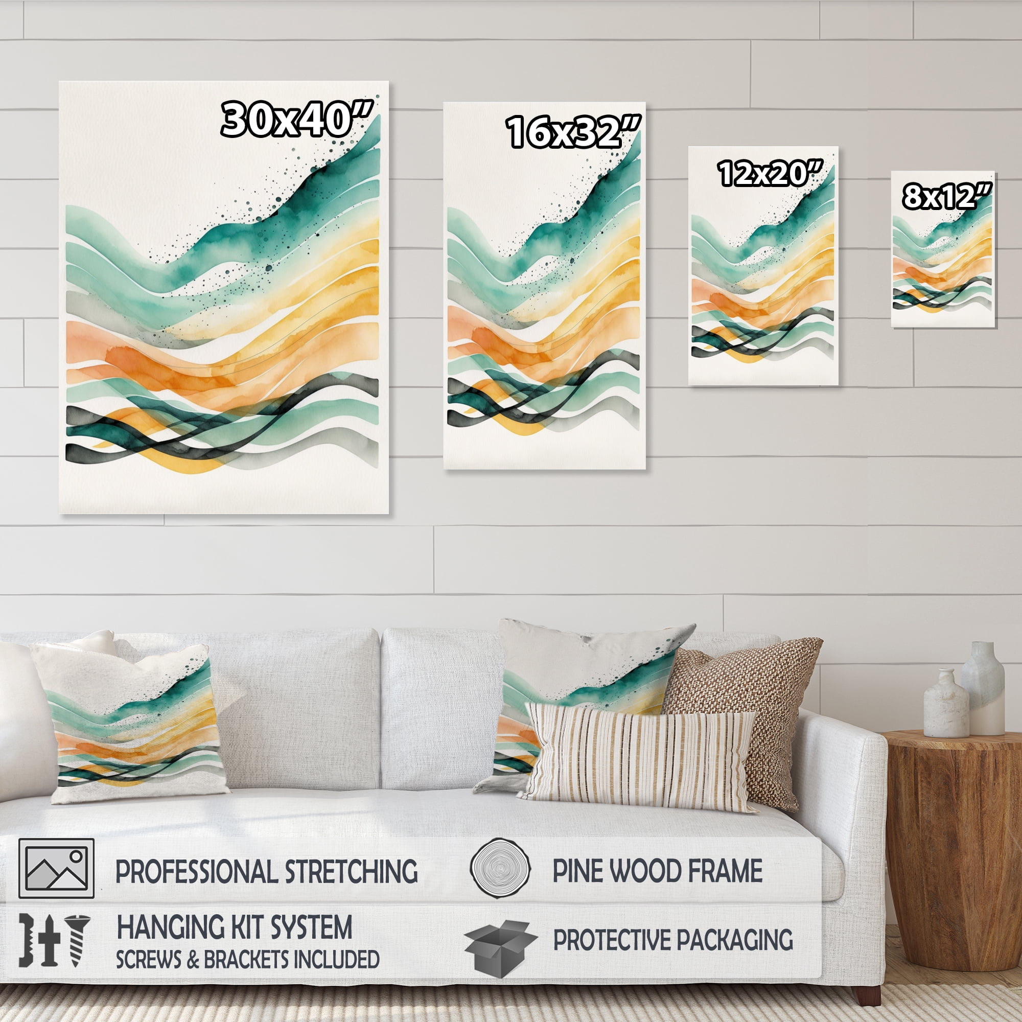 Designart Multi-Color Abstract Waves II Canvas Wall Art
