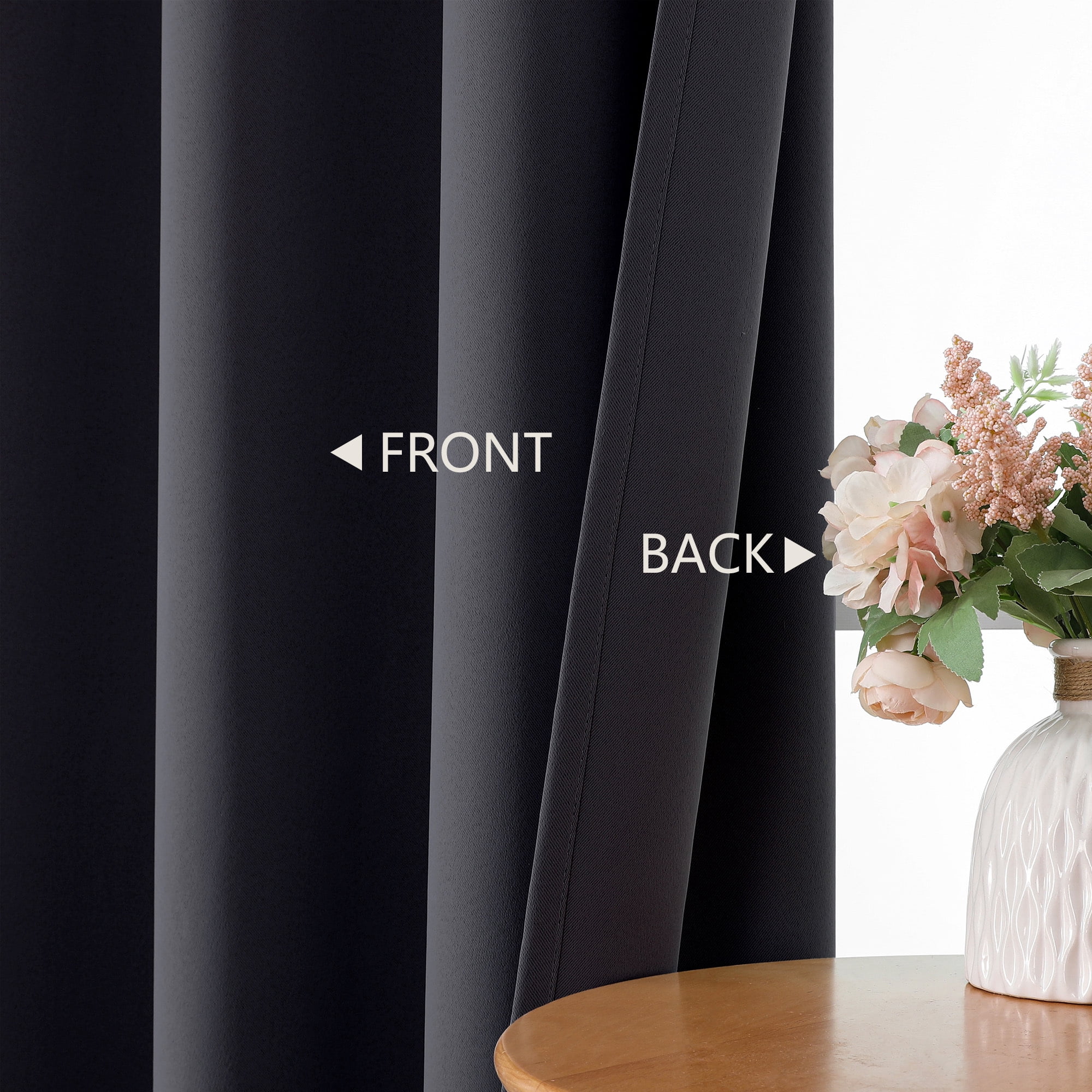 MKHILL Aether Black Blackout Curtains 84Inch Length 2 Panels, Thermal Insulated Drapes for Bedroom Living Room, Each 50"W x 84"L, Black