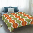 thumbnail image 4 of Orange Green Geometric Blanket Soft Cozy Warm Twin Blanket for Bed, Plush Fuzzy Flannel Fleece Blankets for Sofa, Abstract Moire Modern Vintage Throw Blankets for Couch, Gifts for Men, 60"x80", 4 of 9