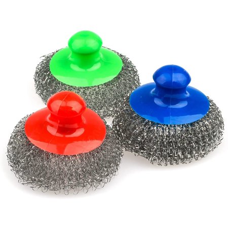 Metallic Sponge Color Large Stainless steel sponge with handle, Metal sponge, Metal scrubber ...
