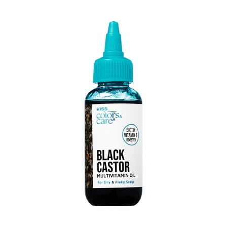 KISS Colors & Care Multivitamin Oil for Hair & Skincare, Black Castor, 2.5 oz.