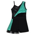 thumbnail image 4 of YONGHS Kids Girls Sequined Metallic Dance Leotard Ballet Gymnastic Bodysuits Dancewear Mint Green 10, 4 of 5