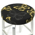 thumbnail image 3 of Balery Golden Glitter Butterflies Velvet Round Bar Chair Cushion Cover Adjustable, Protects From Scratches And Stains, Soft & Washable Ideal For Wooden And Metal Stools - 13 Inch, 3 of 7