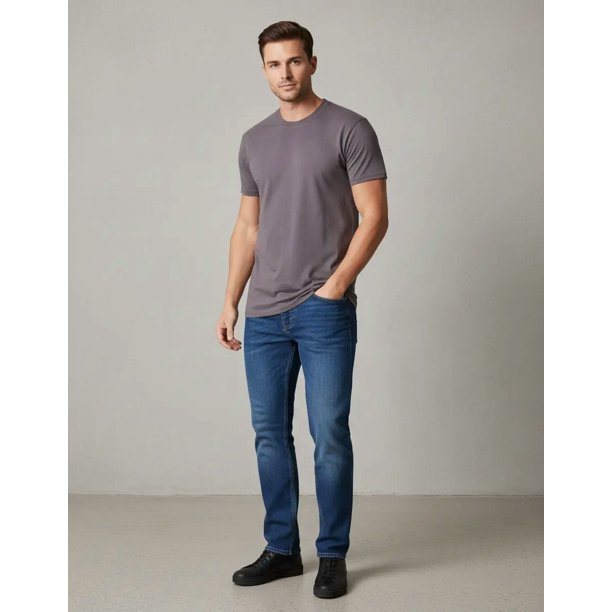 Playera Hombre 100% Algodón Corte Regular Color Gris Oxford