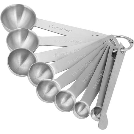 

9 Piece Measuring Spoons Set Stainless Steel Measuring Spoons with Etched Markings & Removable Clasp for Dry and Liquid Fits in Spice Jars