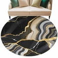 thumbnail image 6 of Black Marble Round Rug 5ft Washable Circle Kitchen Rugs Non Slip Grey Gold Texture Vintage Farmhouse Art Large Area Rug Indoor Floor Carpet for Bedroom Living Room Home Office Dining Room Nursery, 6 of 8