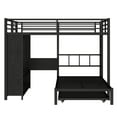 thumbnail image 5 of Bed Frame Queen over Twin Bunk Bed with Built-in Wardrobe, Metal Bunk Bed with Trundle, Foldable Desk, Ladders, Noise-reduced design, Black,Platform Bed Frame, 5 of 18