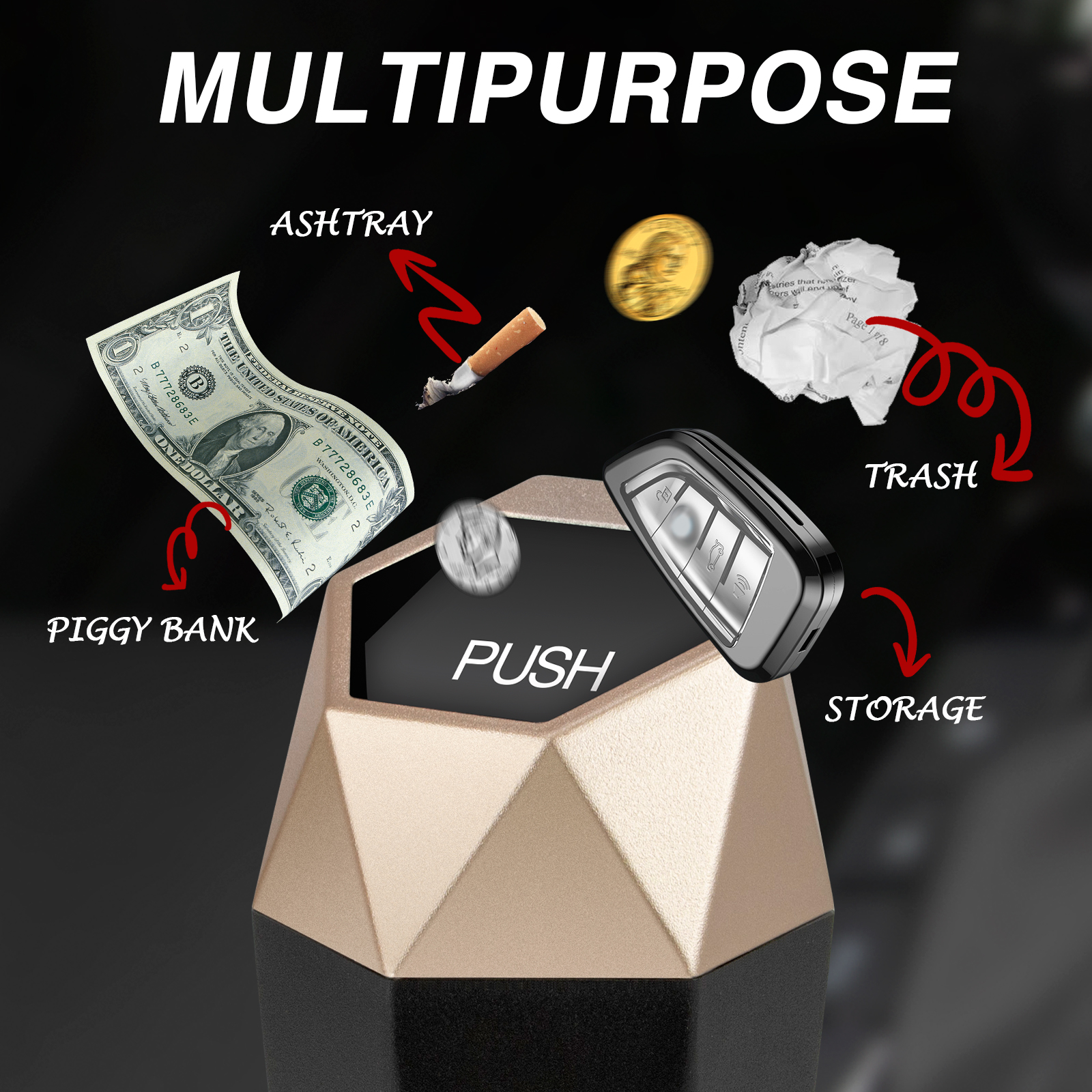 Buy OUDEW Car Trash Can with Lid New Car Dustbin Diamond Design