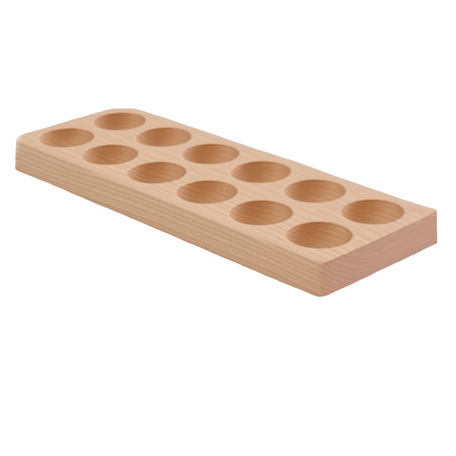 Wooden Egg Holder Egg Tray Organizer Double Row 12 Slots for Fresh Eggs Refrigerator Countertop Kitchen Storage