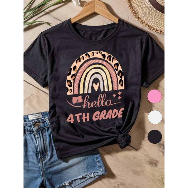 1pc Girls Cotton Tee Shirt White Black Pick from Three Colors Trendy Loose Fit Breathable Soft Comfortable Crew Neck Boys Girls Spring Summer Mother's Gift