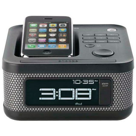 Memorex MI4604 Black Mini Alarm Clock Radio Speaker Dock for your (Best Iphone Dock And Alarm Clock)