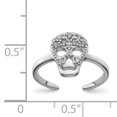 thumbnail image 2 of 925 Sterling Silver Cubic Zirconia Cz Skull Adjustable Toe Ring Open Midi, 2 of 6